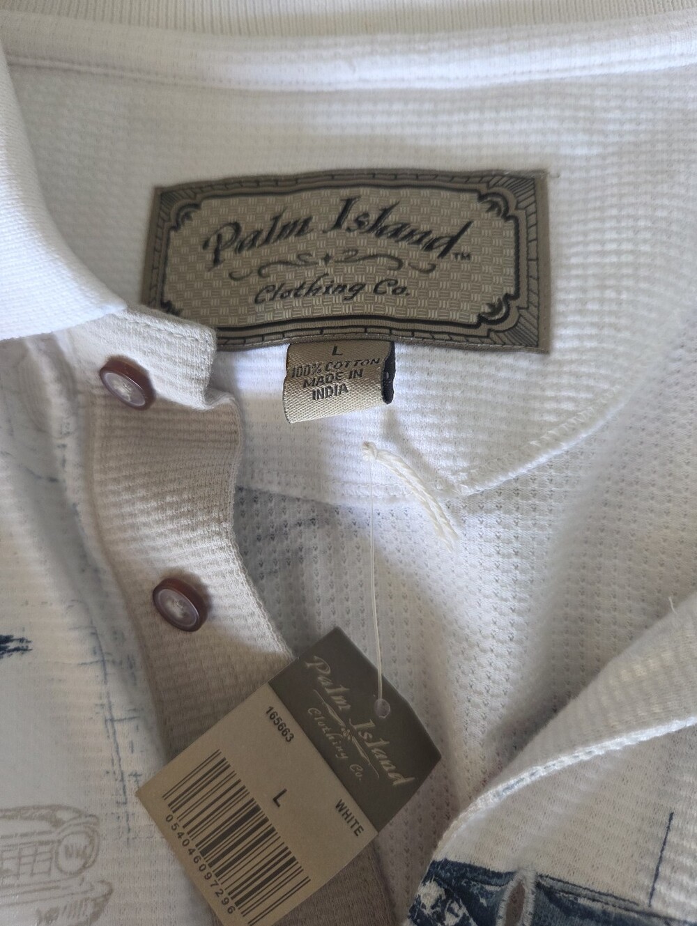 Palm Island Vintage Muscle Car Waffle Knit Polo Shirt L - Picture 6 of 7